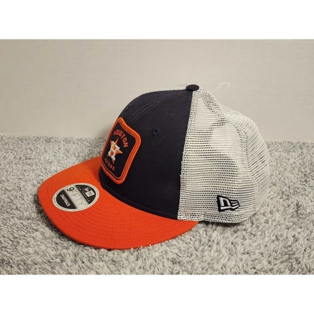 New Era 9FIFTY Houston‎ Astros Patch Low Profile Trucker Snapback Hat Cap Navy
